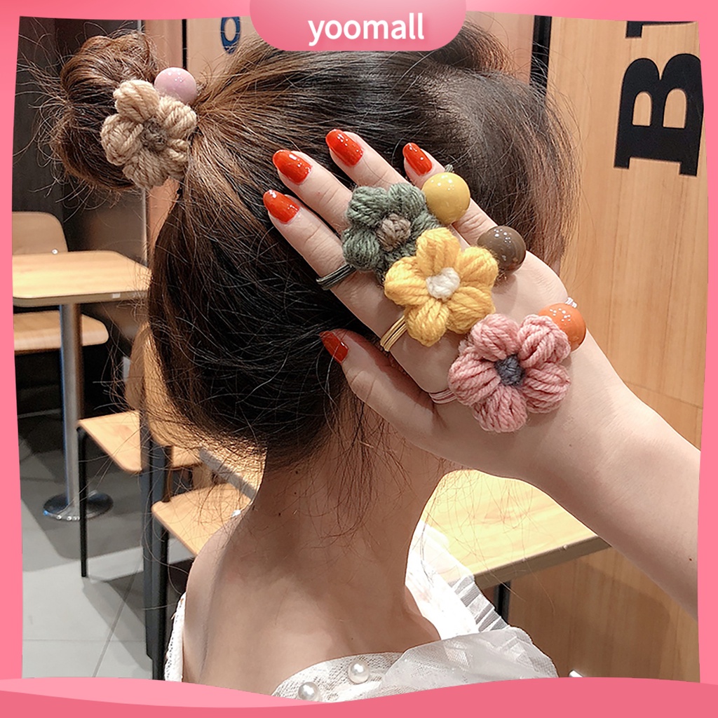 Dây Cột Tóc Co Giãn Mềm Mại Đính Hoa Dễ Thương Cho Bé Gái