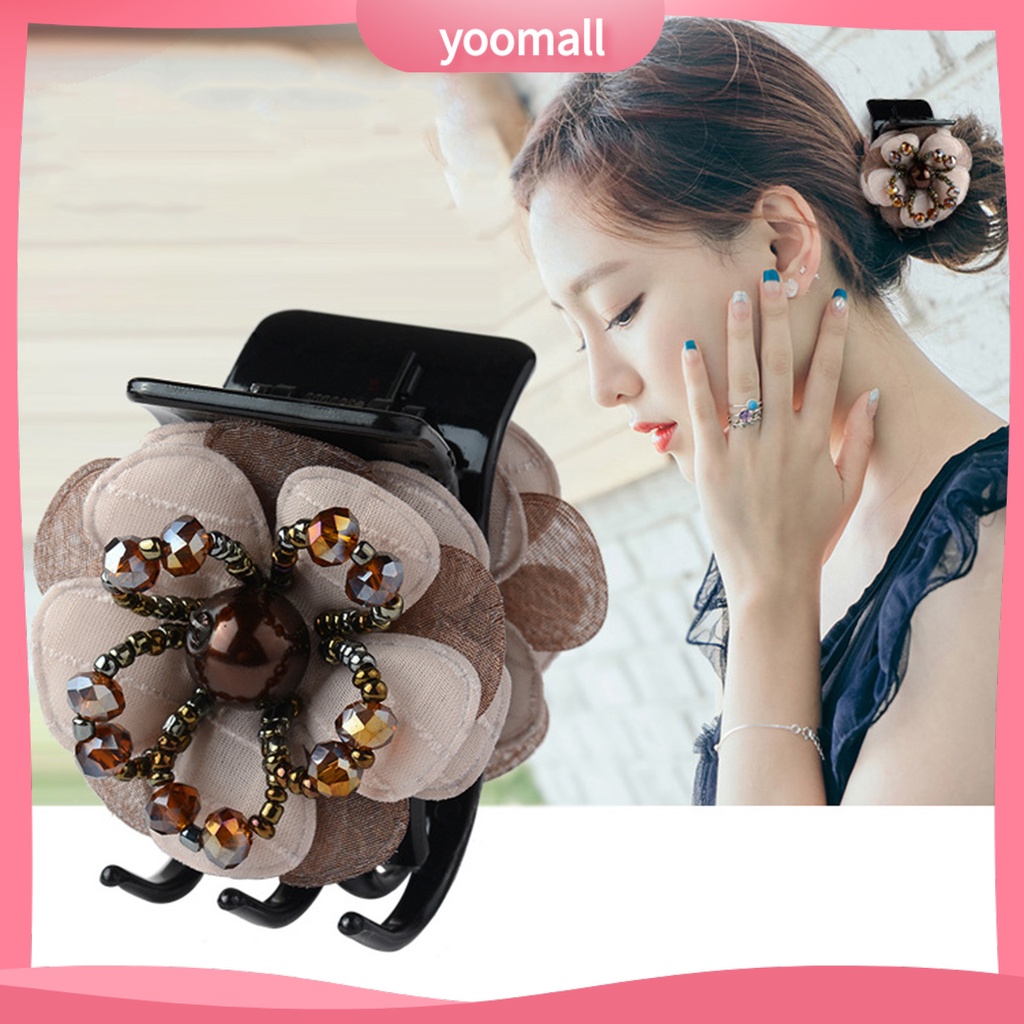 Kẹp Tóc Ba Răng Đính Hoa Bằng Nhựa Xinh Xắn