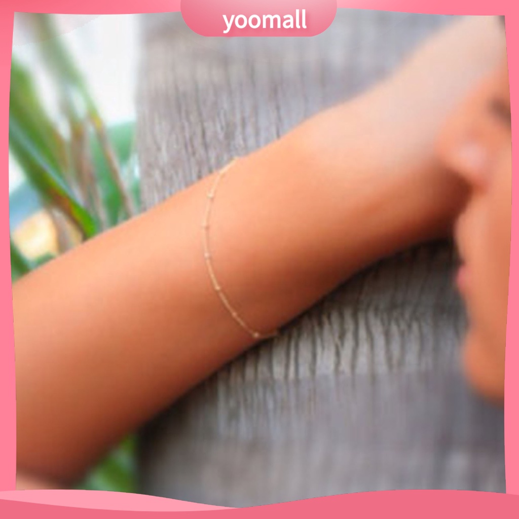 [YM] Vòng Tay Chuỗi Hạt Nhỏ Màu Trơn Chống Mài Mòn Mặc Hàng Ngày Cho Nữ