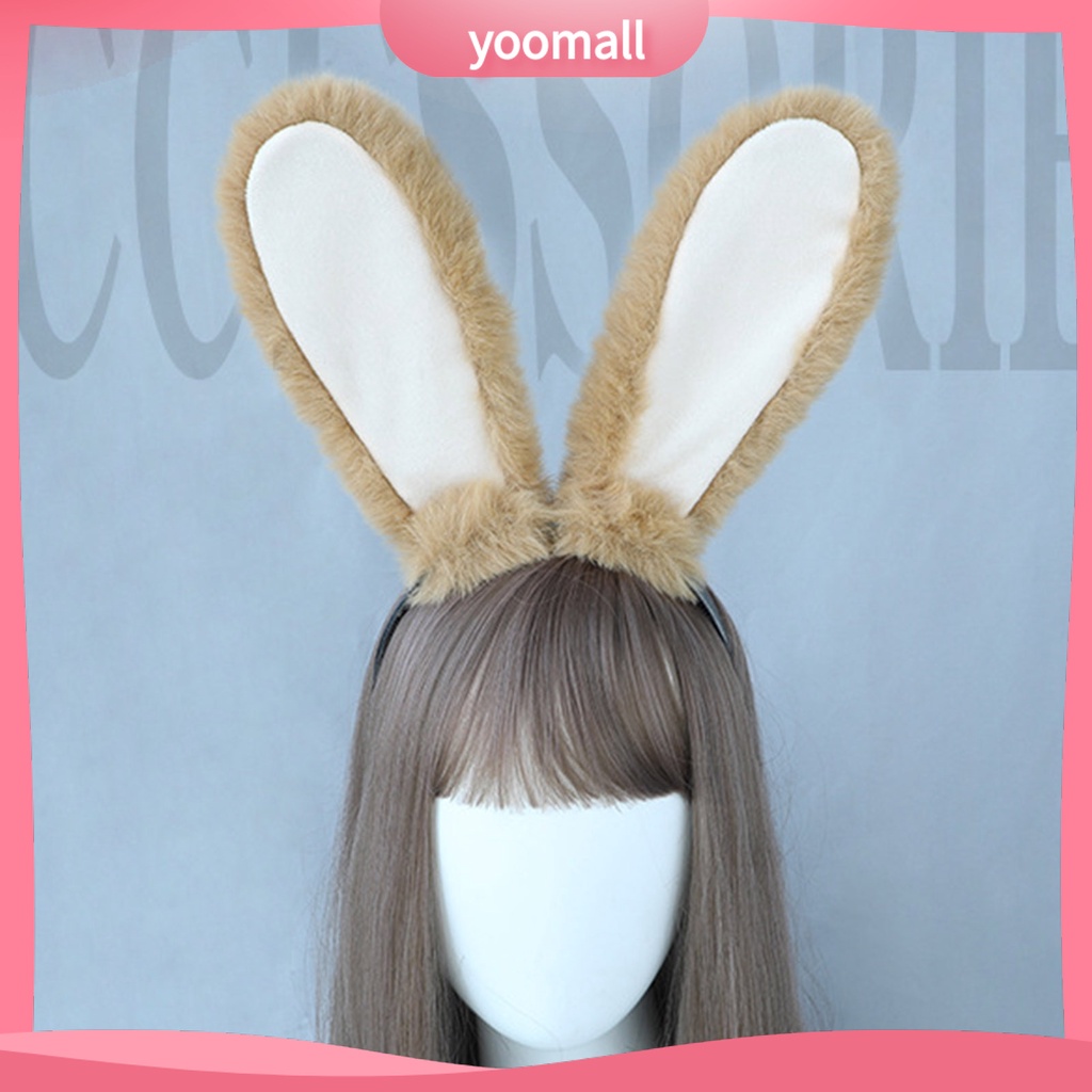 [YM] Băng Đô Tai Thỏ Bông Mềm Mại Nhiều Màu Sắc Ngọt Ngào Chống Trượt Tạo Kiểu Tóc Dùng Để Hóa Trang / Tiệc Tùng