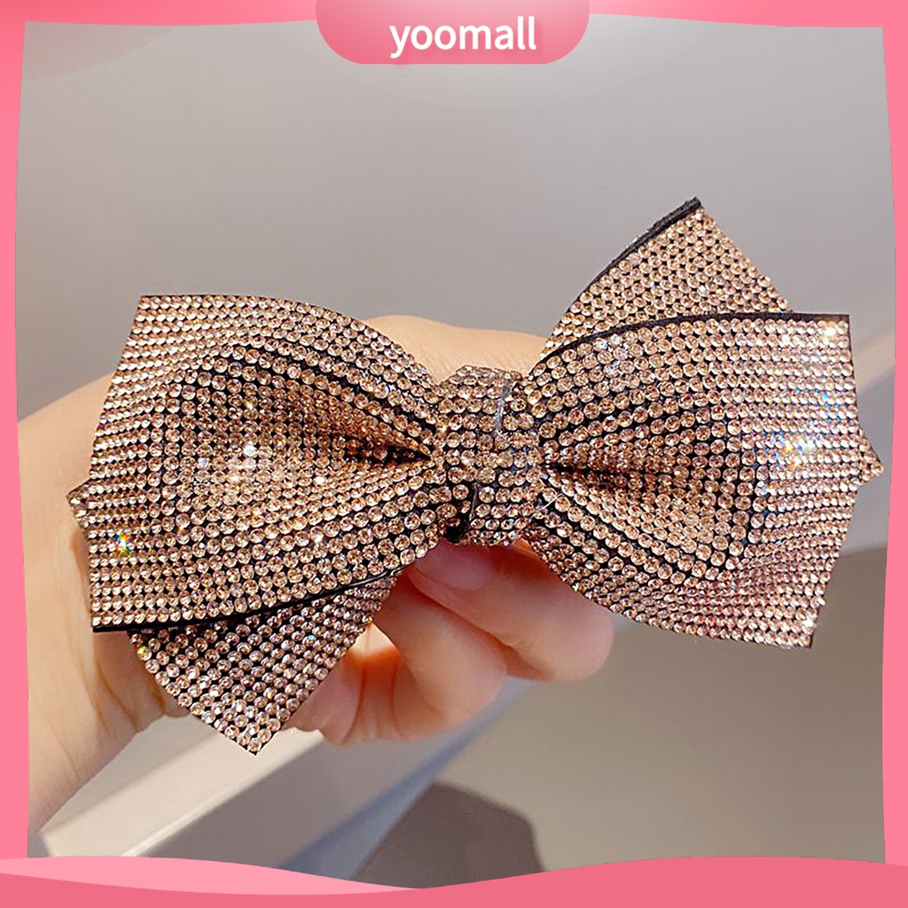 Kẹp Tóc Nơ Đính Đá Lấp Lánh Cố Định Chống Trượt Chống Rơi Vỡ