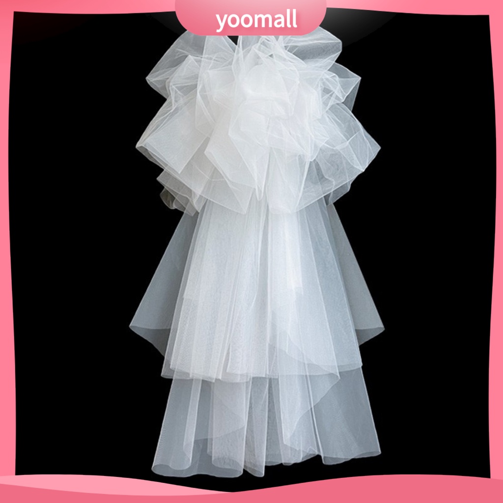 [YM] Mạng Che Mặt Cô Dâu Hai Lớp Lưới Màu Trắng Phong Cách Hàn Quốc Tinh Tế Dùng Làm Đạo Cụ Chụp