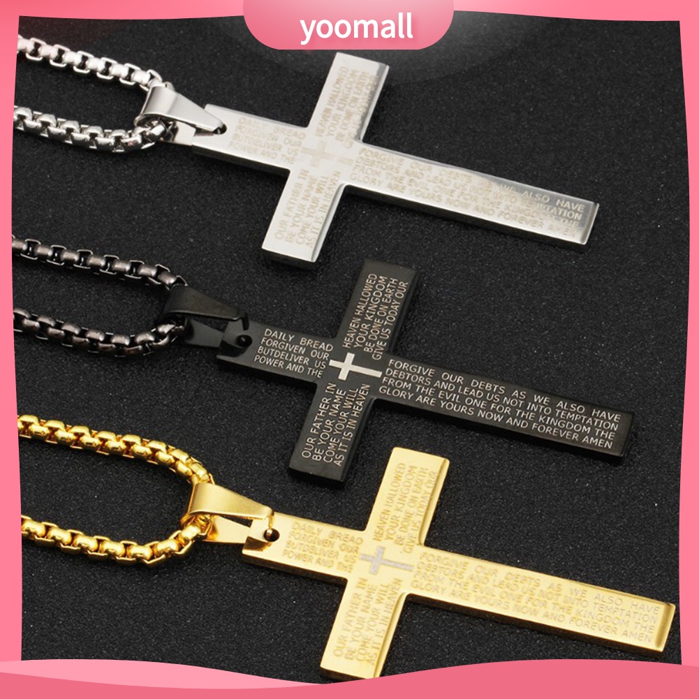 Vòng cổ Thép Titan Mặt Chữ Thập Phong Cách Retro Cho Nam