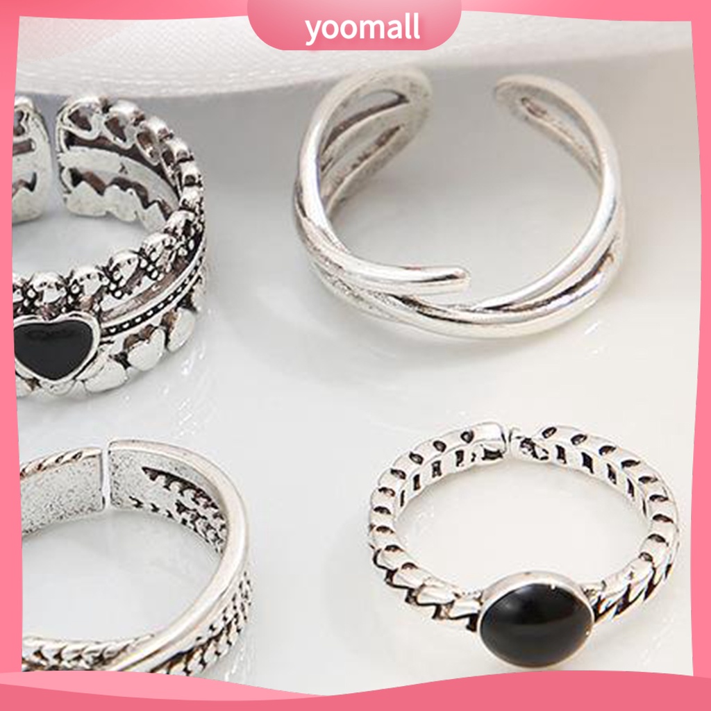 Set 7 Nhẫn Đeo Khớp Ngón Tay Kim Loại Đính Đá Thời Trang Cho Nữ