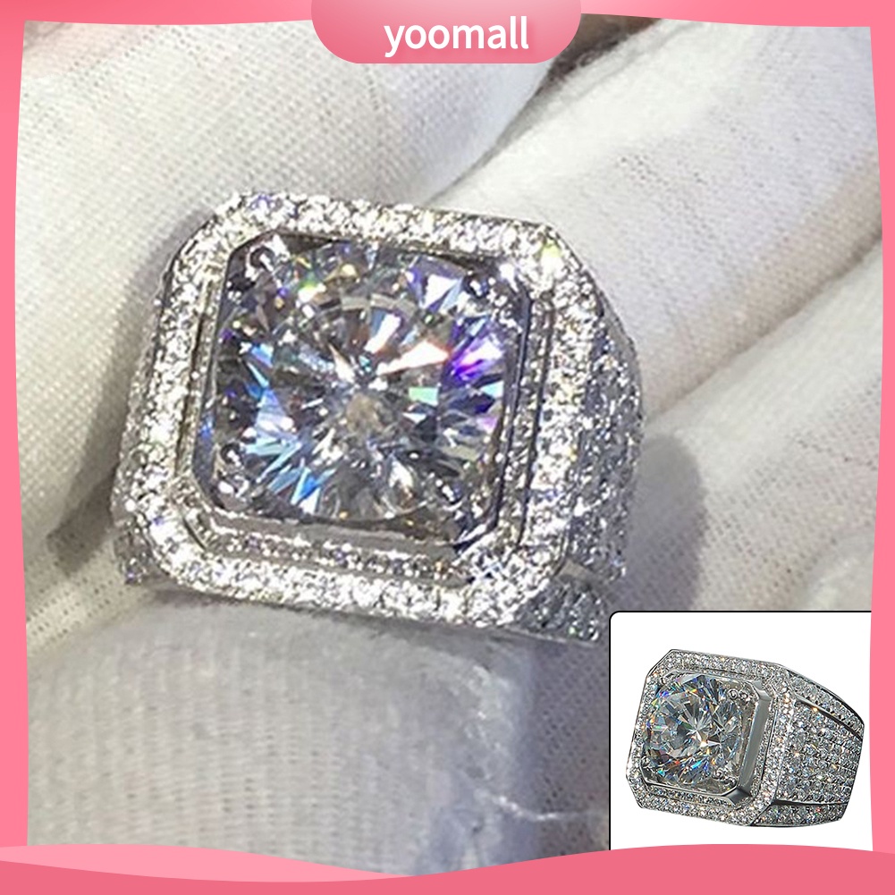 Nhẫn Bản Rộng Đính Đá Thời Trang Cho Nam