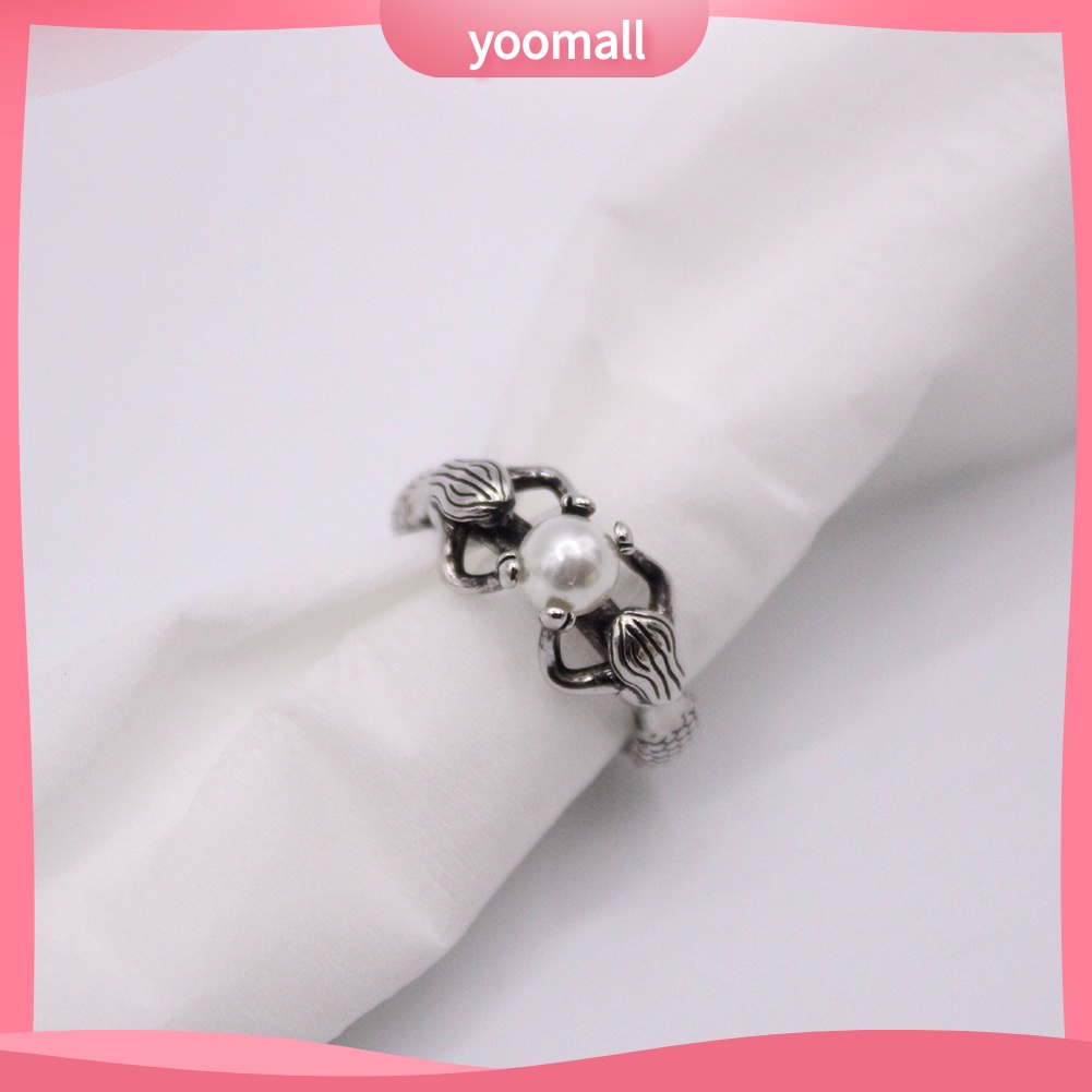 Nhẫn Đeo Tay Kim Loại Đính Đá Và Ngọc Trai Giả Thời Trang Cho Nữ