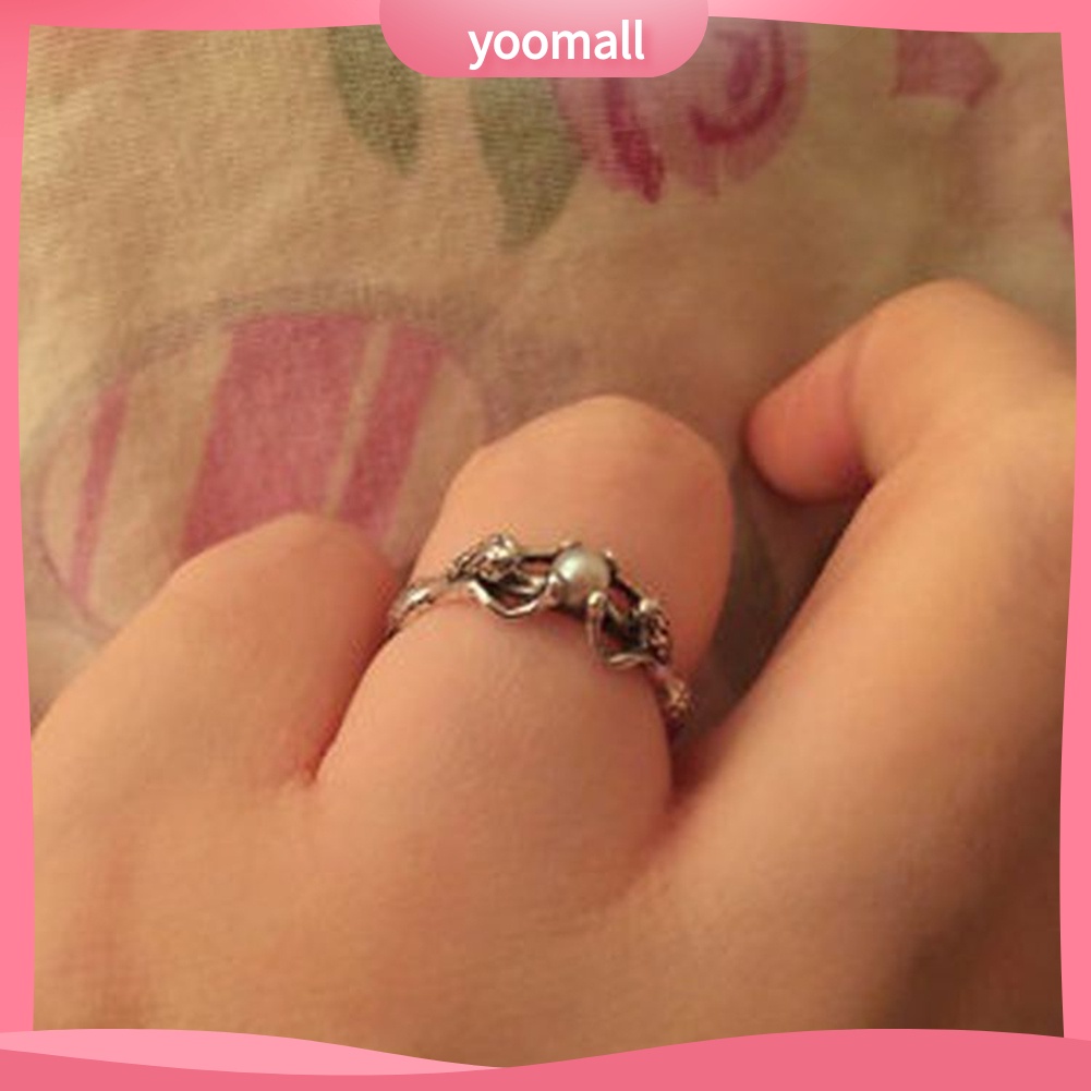 Nhẫn Đeo Tay Kim Loại Đính Đá Và Ngọc Trai Giả Thời Trang Cho Nữ