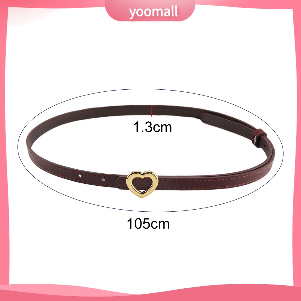 Thắt Lưng Giả Da Màu Trơn Khóa Hình Trái Tim Có Thể Điều Chỉnh Cho Nữ