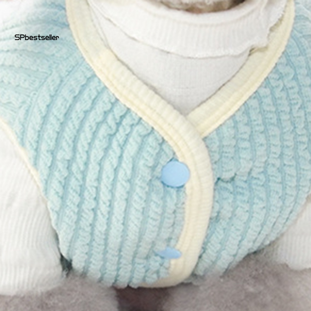 Áo Không Tay Cài Nút Họa Tiết Sọc Dọc Dày Dặn Thời Trang Cho Thú Cưng