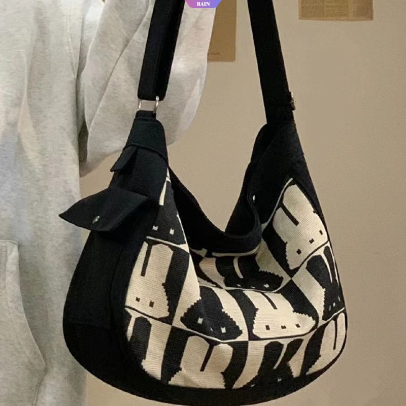 Túi Đeo Chéo Vải Canvas Sức Chứa Lớn Phong Cách Hàn Quốc Mới 2023 Dễ Phối Đồ Dành Cho Học Sinh Nữ [RAIN]