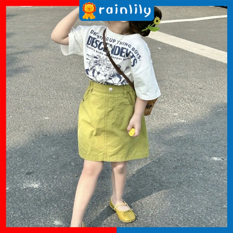 Set Áo Thun Tay Ngắn Và Chân Váy In Họa Tiết Thời Trang Mùa Hè 2023 Phong Cách Hàn Quốc Cho Bé Gái
