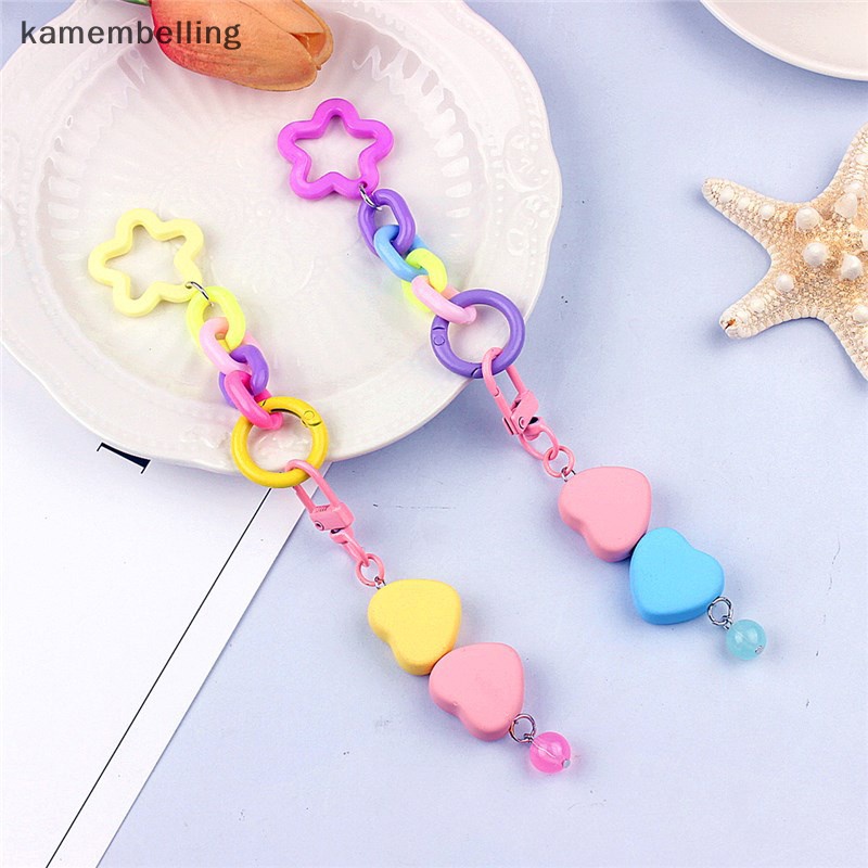 Kamembelling Móc Khóa Hình Trái Tim / Ngôi Sao Mặt Nhám Nhiều Màu Phong Cách Hàn Quốc Cho Nữ