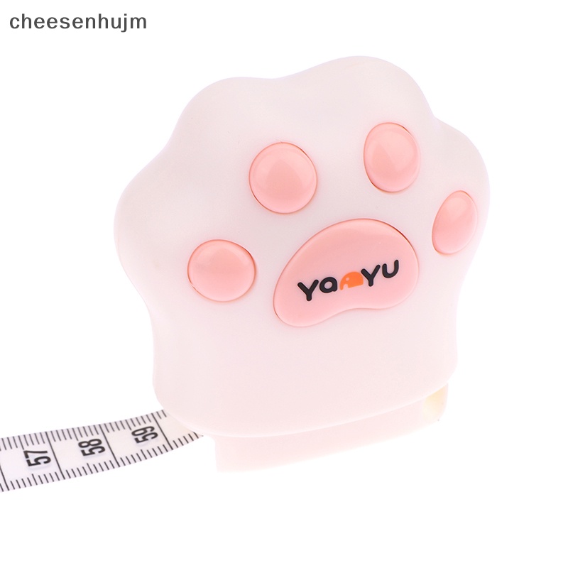 1 Cs Thước Cuộn 1.5m Mini Hình Dấu Chân Mèo Bằng PU Có Thể Thu Gọn Dùng Trong May Vá Retro