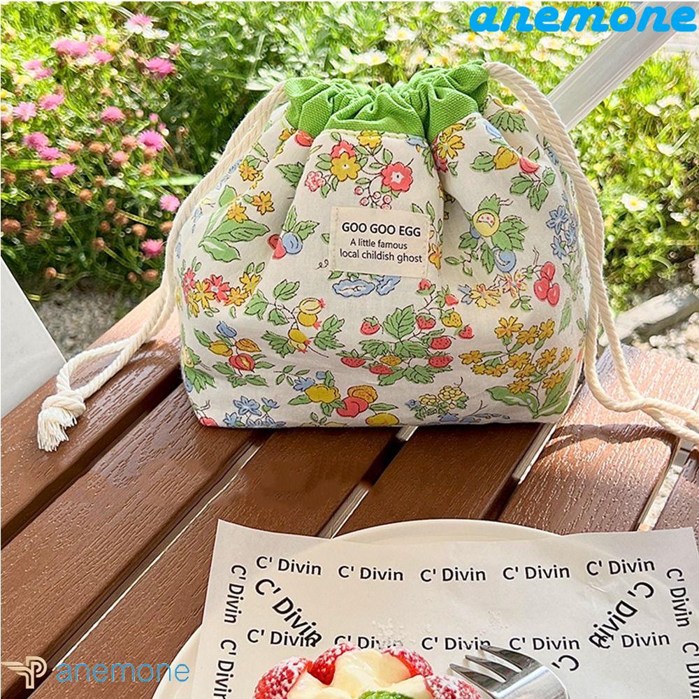 ANEMONE Túi Đựng Mỹ Phẩm Dây Rút Họa Tiết Hoa Đa Năng Sức Chứa Lớn Cho Nữ