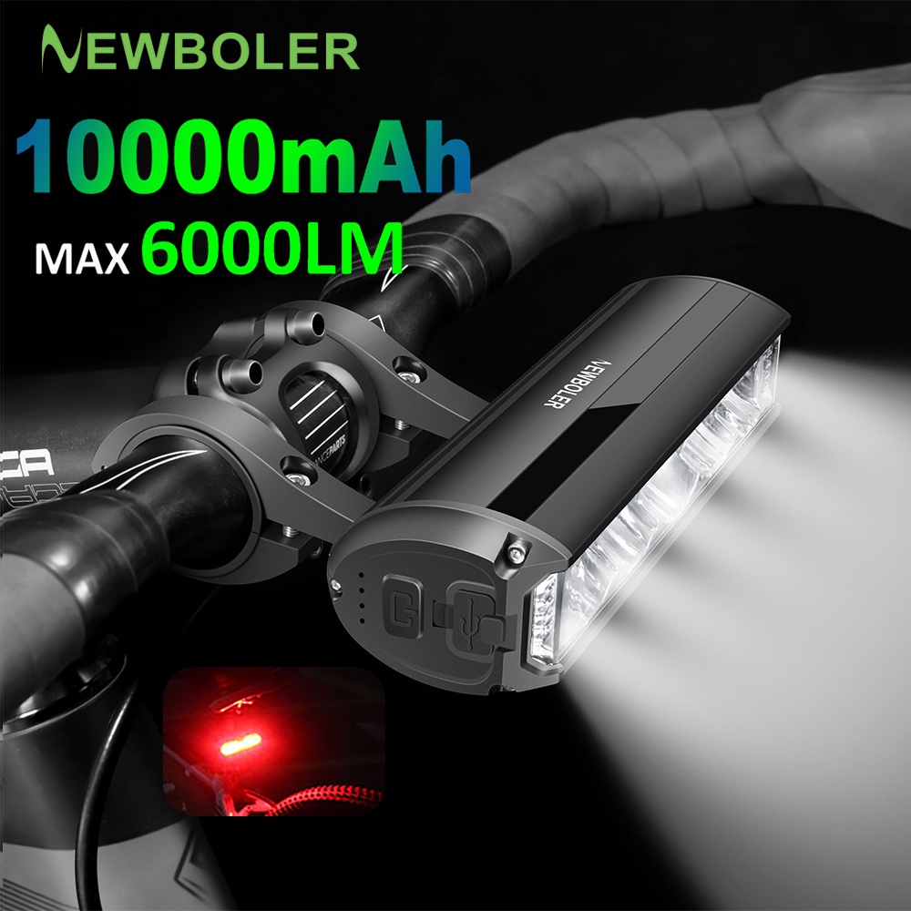 Đèn xe đạp NEWBOLER sạc USB 10000mah 6000 lumen bằng hợp kim nhôm chống nước