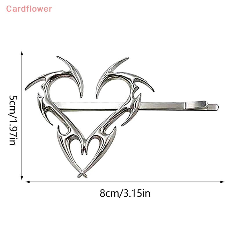 < Cardflower > Kẹp Tóc Kim Loại Hình Trái Tim Trái Tim Phong Cách Hip Hop Hàn Quốc Cá Tính Dành Cho Nữ
