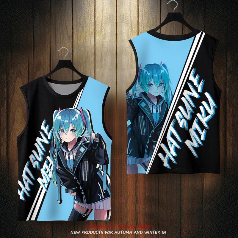 Áo Thun Sát Nách plus Size Họa Tiết Anime Hatsune Miku Thời Trang Mùa Hè Cho Nam