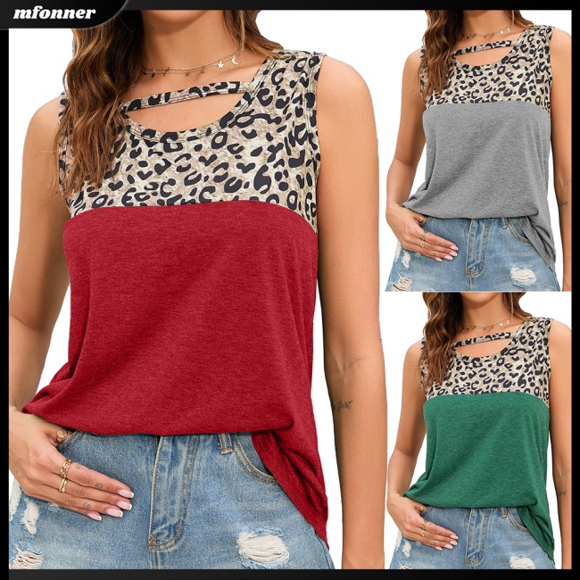 Áo Thun Sát Nách Cổ Tròn In Họa Tiết Da Báo Màu Sắc Thời Trang Mùa Hè Cho Nữ