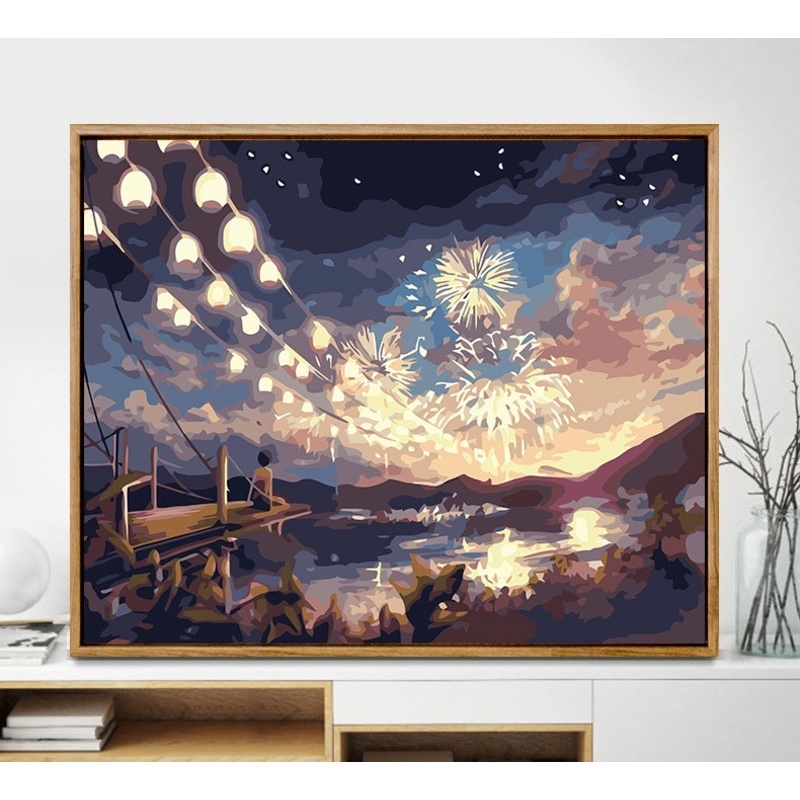 Tranh Sơn Dầu Kỹ Thuật Số Tự Vẽ Hình Phong Cảnh Anime 40 * 50cm 40 * 50 Lora PB2