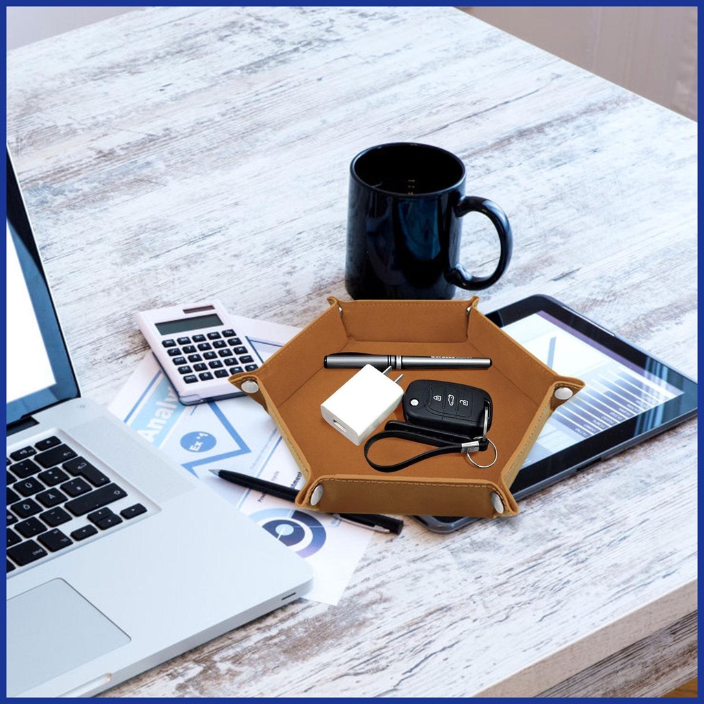 Khay Cuộn Bằng Da PU Hình Lục Giác Đựng Đồ Chơi Cho Gia Đình