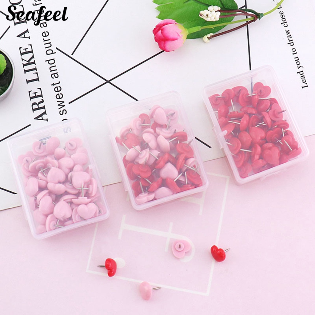 Set 50 Ghim Ghim Cài Ảnh Hai Màu Sắc Hình Trái Tim Chắc Chắn