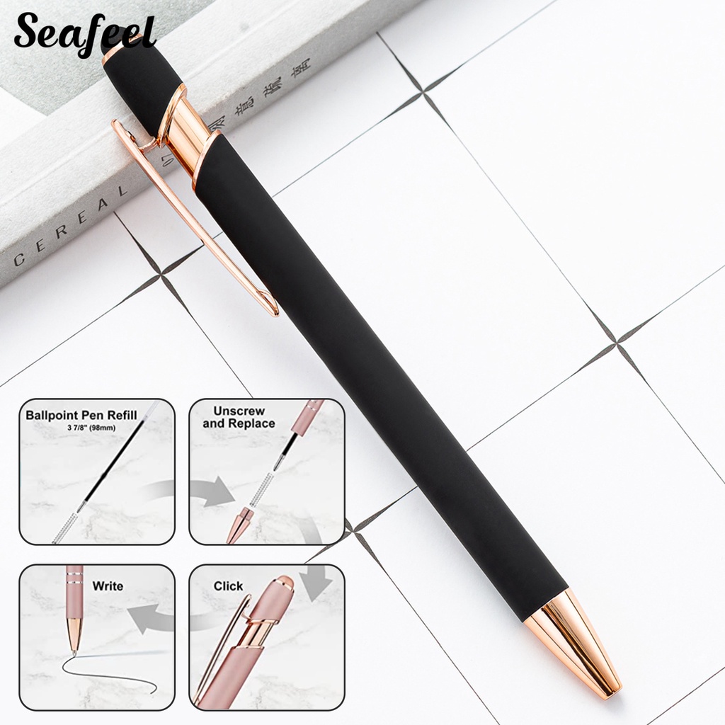 Set 12 Bút Bi Thiết Kế Dạng Nhấn Bằng Kim Loại Độc Đáo