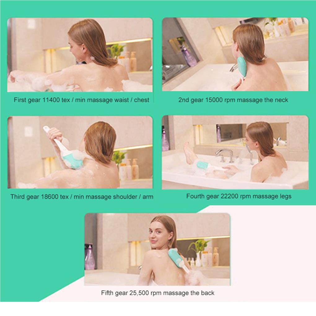 Bàn Chải Tắm Massage Tẩy Tế Bào Chết Toàn Thân Tay Cầm Dài Bằng Silicon Mềm Chống Thấm Nước