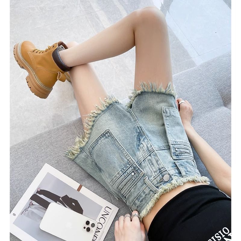 Quần Short Denim Chữ a Lưng Cao Phong Cách Mới Cho Nữ