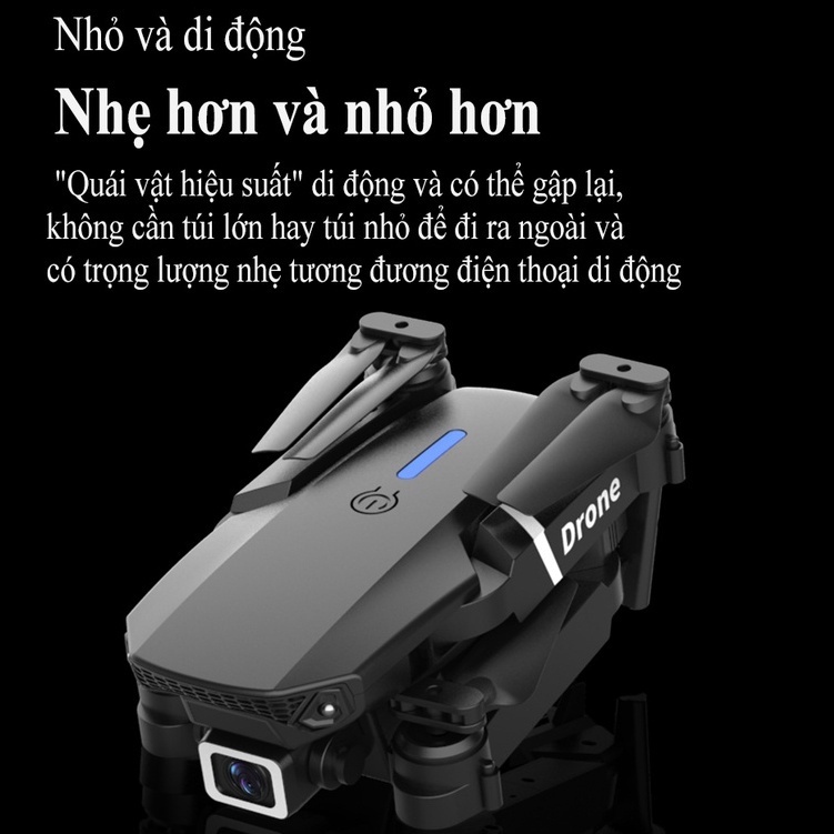 Flycam E88, Flaycam Giá Rẻ, Máy Bay Điều Khiển Từ Xa 2 Camera 4K Tặng Kèm 1 Pin Dự Phòng Dung Lượng Cao
