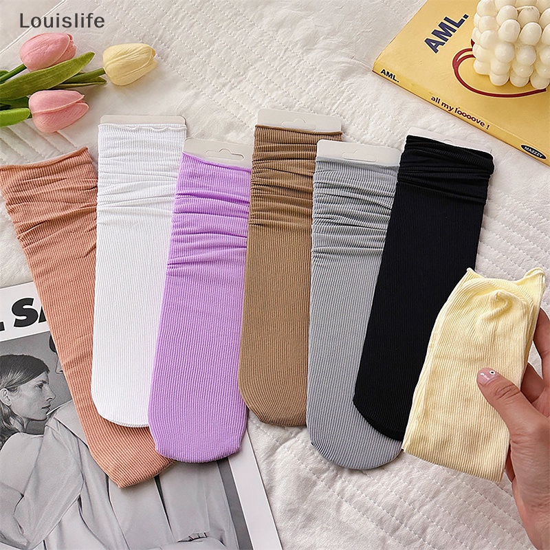 1 Đôi Vớ Louislife Bằng Nylon Mỏng Mềm Thoáng Khí Màu Be / Nâu Thời Trang Mùa Hè Cho Nữ