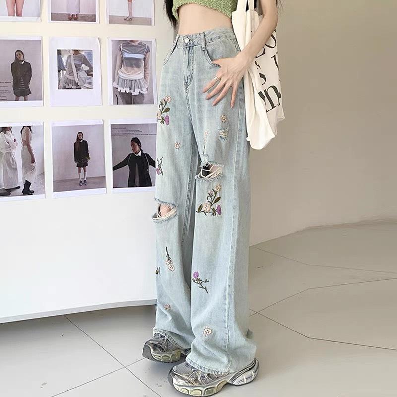 Quần Suông Qc thêu bông hoa 103cm Q322