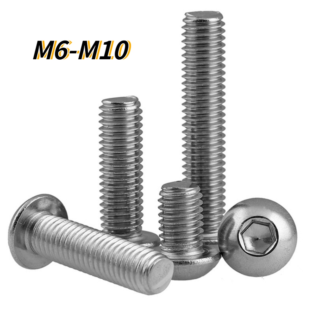 Ốc Vít Đầu Tròn Nửa Đầu Lục Giác Cỡ Lớn Sus304 A2-70 M6 / M8 / M10 Chuyên Dụng