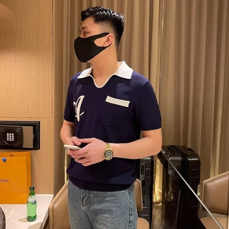 Áo Sweater polo In Chữ Jacquard Màu Khối Phong Cách Âu Mỹ Thời Trang Xuân Thu Hàng Mới Dành Cho Bạn Nam