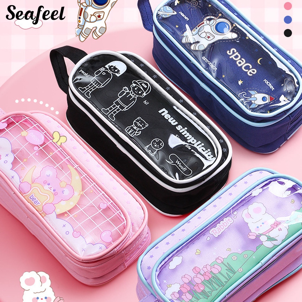 Túi Đựng Bút 3 Ngăn Sức Chứa Lớn Nhỏ Gọn Đơn Giản