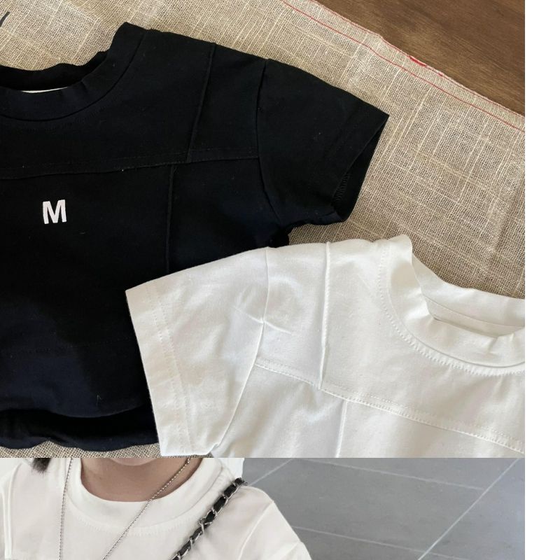 Áo Thun Cotton Ngắn Tay Màu Sắc Trơn Thời Trang Mùa Hè Cho Bé Gái