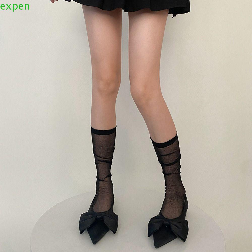 EXPEN Vớ Lụa Nylon Siêu Mỏng Xuyên Thấu Thoáng Khí Màu Sáng Ngọt Ngào Đáng Yêu