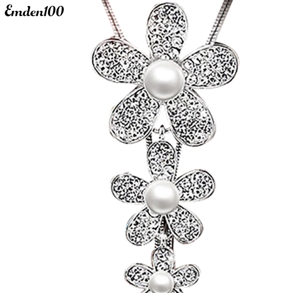 Vòng cổ Dài Mặt Hoa Đính Đá 3 Lớp Thời Trang