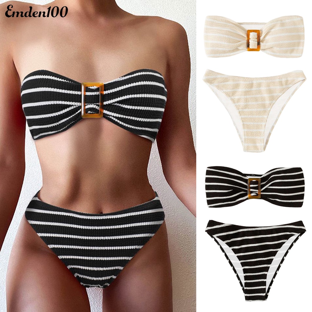 Bộ Bikini 2 Mảnh Hở Lưng Có Mút Đệm Mềm Mại Cho Nữ