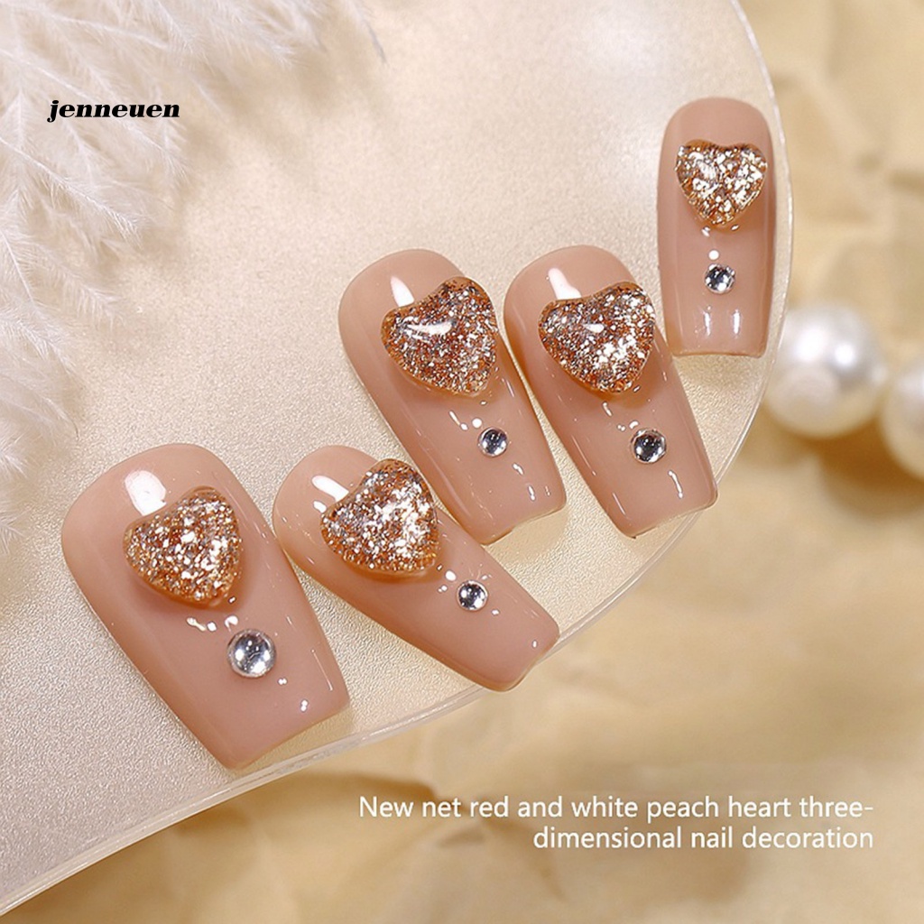 Set 20 Phụ Kiện Trang Trí Móng Tay 3D Trong Suốt Hình Trái Tim Thời Trang Thân Thiện Với Môi Trường