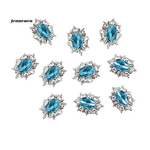 Set 10 Miếng Dán Trang Trí Móng Tay Nghệ Thuật Bằng Hợp Kim Phối Đá Nhân Tạo Thời Trang Dành Cho Nữ