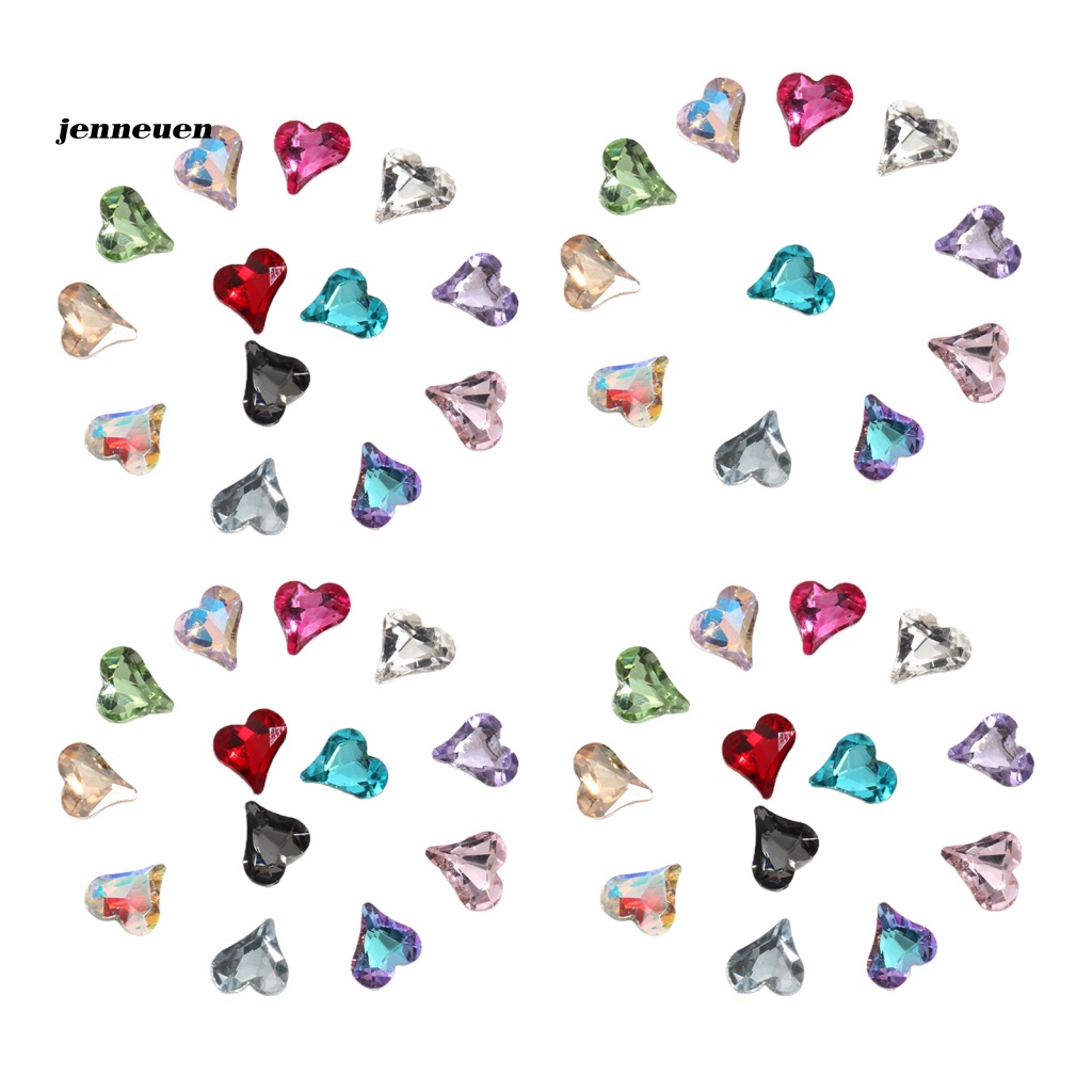 Set 50 Phụ Kiện Trang Trí Móng Tay 3D Nhiều Màu Sắc Hình Trái Tim