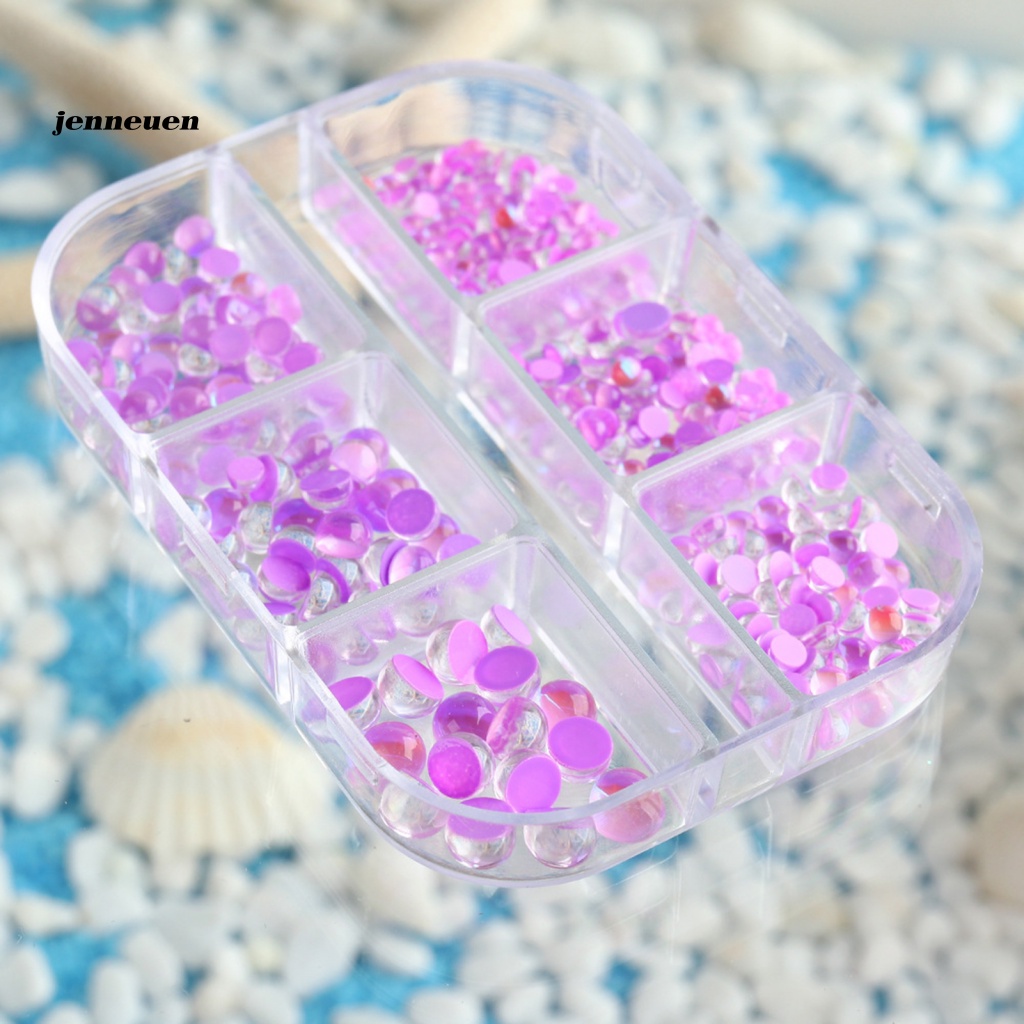 Hộp 6 Ngăn Đựng Hạt Cườm Resin Cực Quang Chuyên Dụng Cho Trang Trí Móng Tay