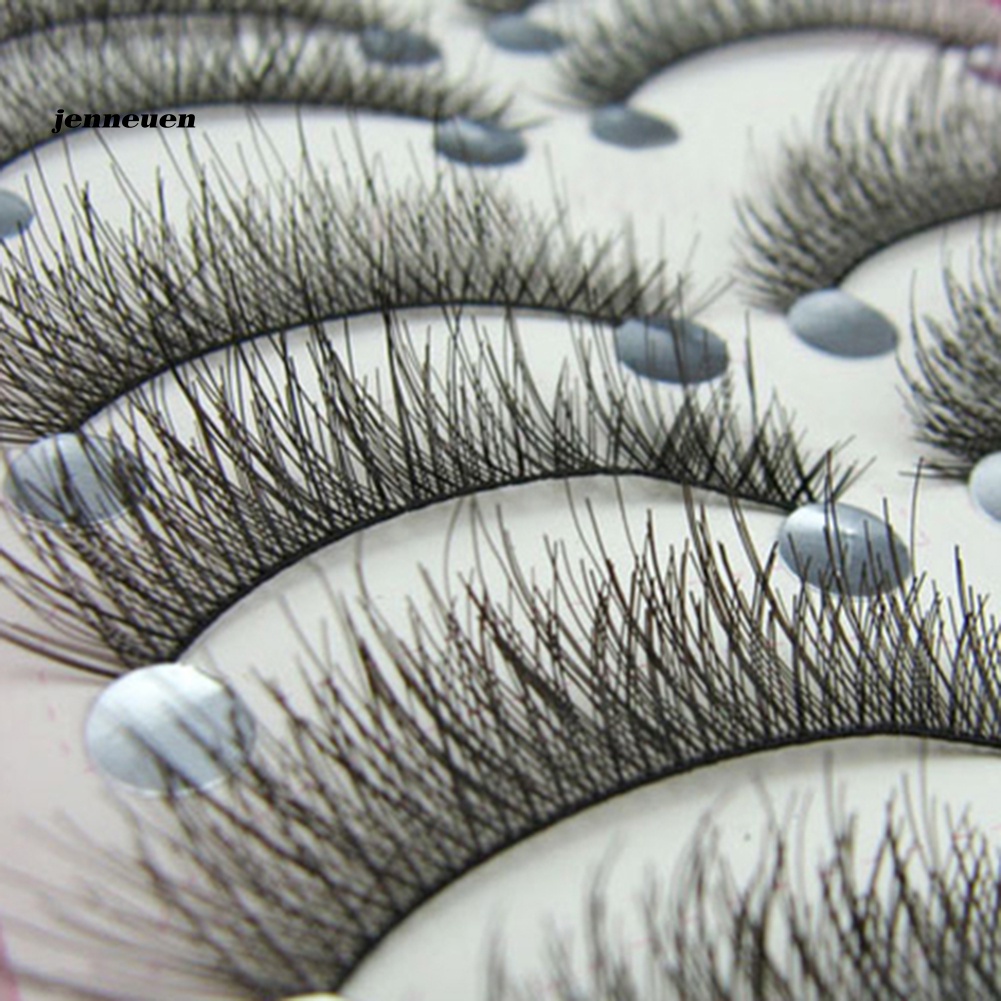 Set 10 Cặp Lông Mi Giả Màu Đen Handmade Dài Và Dày Dành Cho Trang Điểm Làm Đẹp