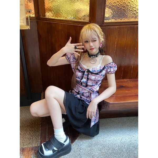 Áo Thun Nữ Tay Ngắn Phối Ren Phong Cách Retro Nhật Bản