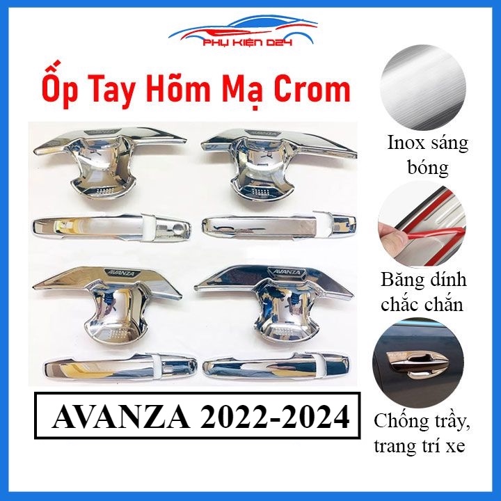 Ốp tay hõm mạ crom AVANZA 2022-2023-2024 sáng bóng chống trầy bảo vệ cửa xe ô tô