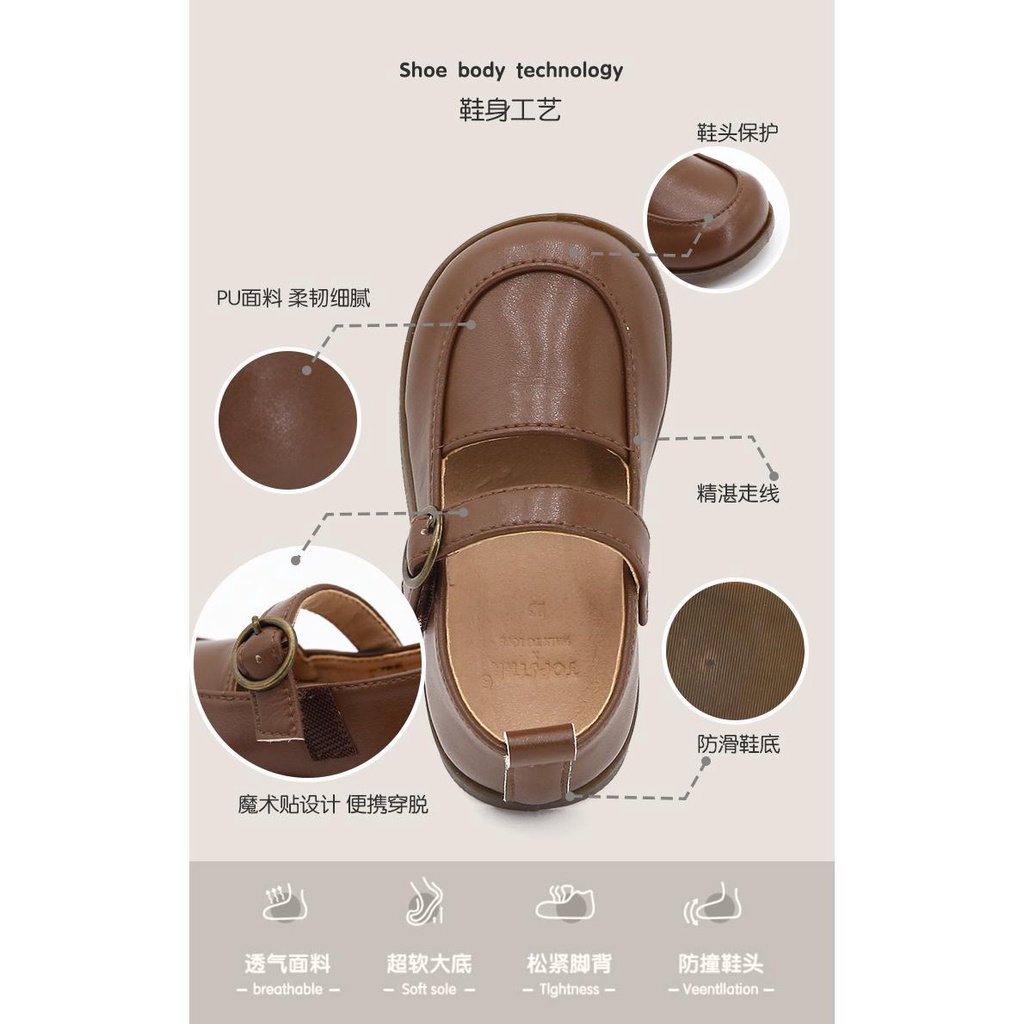 Giày Búp Bê Da Thật Mũi Vuông Phong Cách Hàn Quốc Cho Bé Gái