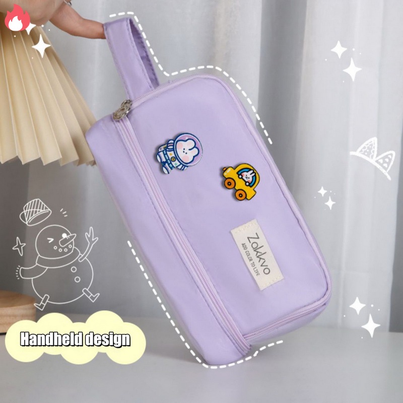 Túi Đựng Bút / Mỹ Phẩm 3 Ngăn Họa Tiết Hoạt Hình Sức Chứa Lớn Phong Cách Hàn Quốc Tiện Dụng Cho Học Sinh RYVN