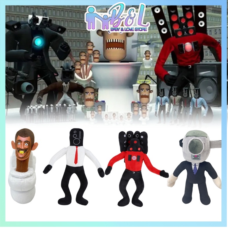 Đồ Chơi Búp Bê Nhồi Bông Hình Skibidi Kinh Dị Camara Titan TV Quà Tặng Halloween Cho Trẻ Em 27cm
