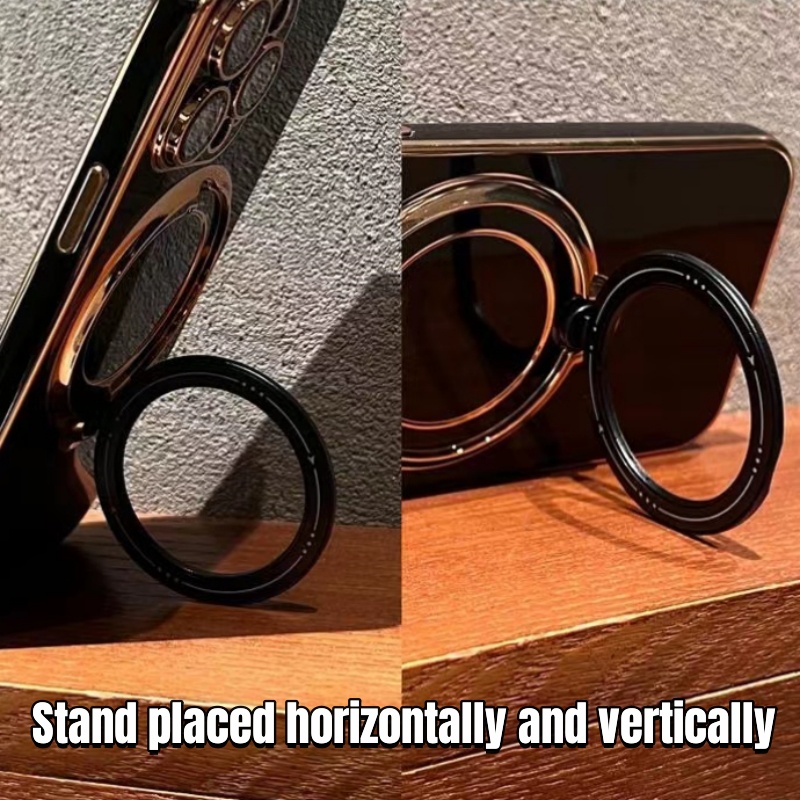 Bông Tai Mạ Sang Trọng Xoay 360 Độ° Ốp Điện Thoại Mềm Có Giá Đỡ Từ Tính Và Bảo Vệ Ống Kính Máy Ảnh Cho 11 12 13 14 Pro max 14plus