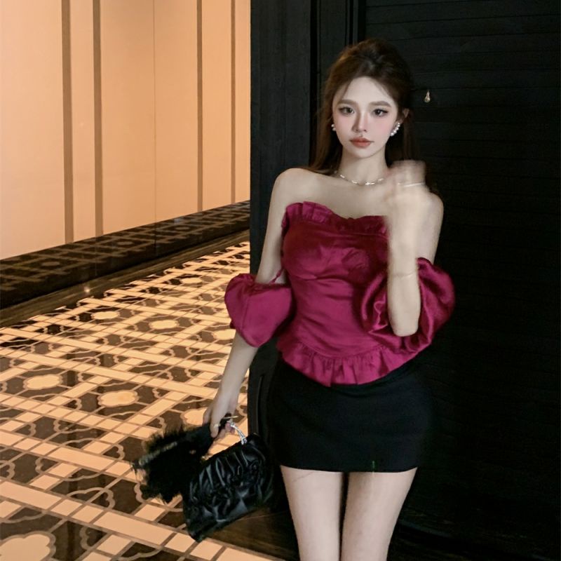 Áo Ống Ngắn Mỏng Màu Trơn Mùa Hè 2023 Cao Cấp Cho Nữ